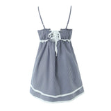 Purpdrank  Sexy Plaid Spliced Embroidery Lace Bra Corset style Mini Dress Women Bow Lacing up Backless Party Skater Sling Robe Holiday