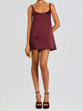 Purpdrank  Women Sexy Off Shoulder Backless Solid Mini Dress Fashion Draped Loose Party Dress 2026 Elegant Sleeveless Satin Suspender Dress