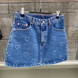 Purpdrank  Summer LOVE Print Y2K Women's Denim Wrap Skirt 2025 New High Waist Blue Jeans Sexy Mini A-line Skirts for Women
