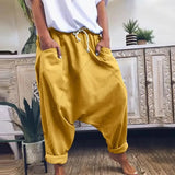 Purpdrank  Women Casual Drawstring Pockets Drop Crotch Baggy Long Trousers Harem Pants Fall Winter Home Lazy Pants Simple Streetwear Ethnic