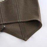 Purpdrank  Retro Style Women's Lace Button Vest Irregular Hem Street Fashion Hot Girl Outerwear Tank Top Polyester Fiber Casual Wear