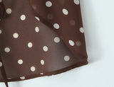Purpdrank  Sexy Coffee Polka Dot Chiffon Lacing up Backless Camisole Tank Top + Zipper Low Waist Knee Length Mermaid Skirt 2 Pieces 1 Set