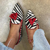 Purpdrank - Women Shoes 2023 Spring Casual Female Shoes Faux Suede Pointed Toe Office Leopard Print Flat Muller Shoes Size 43
