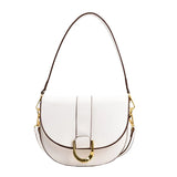 Purpdrank  Famous Brand Saddle Shoulder Bags For Women Golden Hardware Solid Color PU Crossbody Bag New Luxury Designer Handbags