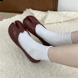 Purpdrank  Spring Autumn 2025 New Style Women's Bean Foot Thumb Pig Hoof Flat Bottom Boat Shoes Red Slip-On Shoes Rubber Upgraded Version