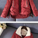 Purpdrank  Autumn Winter Quilted Jacket Women Clothing Warm Puffer Jacket Long Sleeve Parka Cotton-padded Coat Design Windproof Outerwear