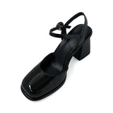Purpdrank  Shoes Female Slingbacks  High Heels Fashion Dress Pumps  Shallow High Chunky  Buckle Strap Women's Sandals