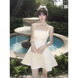 Purpdrank  Fairy Bow Mini Dress Women Birthday Party Prom Mesh Dresses Summer Korean Fashion Spaghetti Strap Bodycon Design Vestidos