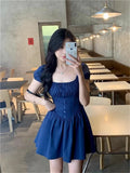 Purpdrank  Evening Party Dresses Short Luxury Dresses Women Summer White Dress Women Clothing Short Sleeve Ruched Dresses Button Up