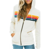 Purpdrank  Women's Faion Rainbow Hoodie Sweater Casual Sle Polyester Fiber 00% Comfortable Fit Streetwear Trend