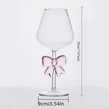 Purpdrank  Pink Bow Glass Decor Glass Cup Goblet Bow Handle Glasses Heat-resistant High Borosilicate Dessert Ice Cream Bowl Festival Gifts