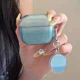 Purpdrank  Earphone Case for AirPods 4 Pro3 2025 Blue Gradient Color Sky Cover with Keyring for Apple AirPods 2 3 4 Pro 2nd 3rd Soft Cases