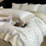 Purpdrank  Luxury Digital Printing Flowers and Plants Bedding Set Lyocell Eucalyptus Fiber Soft Silky Duvet Cover Bed Sheet Pillowcase 4Pcs