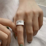 Purpdrank - Punk Geometric Irregular Liquid Lava Waterdrop Shaped Open Rings For Women Vintage Silver Color Metal Rings Personality Jewelry