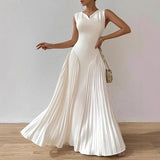 Purpdrank   Sexy Summer White Wrinkled Large Party Dress 2025 Women's Elegant Casual Temperament Lady Chic Evening Gown Vacation