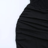 Purpdrank  Women's Elegant Black Strapless Bodycon Maxi Dress Lace Insert Mesh Mermaid Formal Party Cocktail Night Out