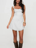 Purpdrank  Women Lace Dress Sleeveless Backless Slim Fit A-line Dress Summer Mini Slip Dress