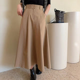 Purpdrank  2025 New Vintage Women's Straight Skirts Pockets Spring Summer High Waist Solid Loose Button A-line Skirts for Women