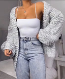 Purpdrank  Luxury Knitted Cardigan Women Lazy Sweater New V-neck Long Sleeve Cardigan Autumn Knit Coat Fashion Winter Warm Outerwear Solid