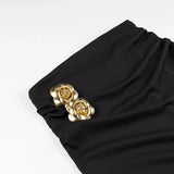 Purpdrank  Luxury 3D Metal Flower Women Two Piece Set Hollow Out Sleeveless Slim Cropped Tops High Waist Maxi Skirt Party Vacation Suits