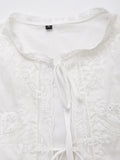 Purpdrank   Summer White Embroidery Flower Spliced Lace Sleeveless Tank Women Lacing Up Bow Front Loose Tank Top Crop Tops