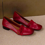 Purpdrank  Square Toe Loafers Shoes Woman Soft Leather Retro Sandals Shallow Summer 2025 Trend Soft Sole Shoes Comfort Zapatillas De Mujer