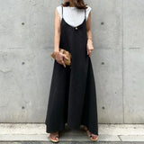 Purpdrank  Summer New Loose Black Sling Dress Casual Slim Long Dress in Stock for Women Fashionable Elegant Style
