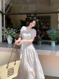 Purpdrank  Elegant French Style Summer Women Dress Design Embroidery Luxury Princess Party Dress Fashion Female Hollow Out Fairy Chic Dress
