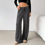 Purpdrank  Women's Fashion Casual Striped Elastic Waistband Drawstring Straight Leg Pants Classic Soft Daily Versatile Comfy Trousers