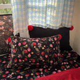 Purpdrank  Winter Velvet Single Queen King Size Bedding Set Cute Fur Ball Duvet Cover Floral Flat/Fitted Bed Sheet Pillowcases 3/4Pcs