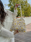 Purpdrank  New Hand Woven Chollowed Out Flower Beach Vacation Casual Versatile Fashion Niche Women's Shoulder Bag