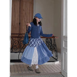 Purpdrank  Harajuku Plaid Midi Skirt Women Japanese Lace Patchwork Skirts Summer Korean Fashion High Waist Casual A Line Faldas New