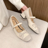 Purpdrank  New Butterfly-knot Women Mary Jane Shoes Elegant Thick Heel Shoes Ladies Fashion Dress Pumps