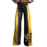 Purpdrank  Vintage Gradient Faux Denim Pants Womens Wide Leg New Fashion High Waist Casual Retro Punk Women Faux Denim Trousers Jeans