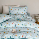 Purpdrank  Cotton four-piece set of aerobic double yarn cotton skin-friendly quilt cover small floral bed linen bed cover set