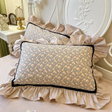 Purpdrank  2Pcs Romantic French Pure Cotton Princess Style Pillowcases Lace Vintage Pillow Cover Cushion Ruffles Pillow Sham 48*74cm