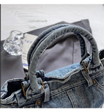 Purpdrank   Fashion Washed Denim Tote Bag Women Simple Large Capacity Shoulder Bag Ladies Daily Casual Versatile Handheld Crossbody Bag