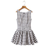 Purpdrank  Sexy Pink Gingham Plaid Low Waist Mini Tank Dress Women Open Buttons Neck Backless Ruched Hem Swing Sleeveless Dresses Vestidos