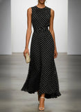Purpdrank  Elegant Polka Dot Long Dress Women Summer Fashion Sleeveless O-neck Maxi Dresses Casual