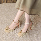 Purpdrank - Mid Heels Chunky Bow Sandals Fashion Marie Jane Women Shoes 2023 Summer New Trend Sexy Party Dress Lolita Casual Mujer Zapatos