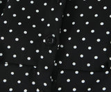 Purpdrank  Summer Vintage Black with White Polka Dot Print Laple Short Puff Sleeve Shirt Women Slim Waist Elastic Back Blouse Tank Top