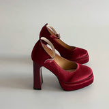 Purpdrank  Spring Thick Heel Women Mary Jane Shoes Fashion Ankle Strap Ladies Elegant Wedding Party Pumps