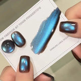 Purpdrank  1Pcs 10ML New Blue Nails Whitening Nail Art Super Flash Purple Blue Glass Bead Cat Eye Gel Nail Polish Autumn Nails