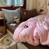 Purpdrank   New Water-washed Full-process Printing and Dyeing Solid Color Mixed Matched Duvet Cover Set Spring Summer Skin Quilt Cover