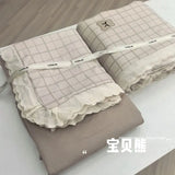 Purpdrank  Princess Style Print Bedding Sets Ruffle Lace Bow Quilt Cover Romantic Bedclothes Home Decor Woman Girl Bedroom Duvet Cover 4pcs