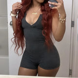 Purpdrank  Europe  Style Sleeveless Backless Waist Amazon Jumpsuit Solid Color V-neck Tight Sports Yoga Jumpsuit