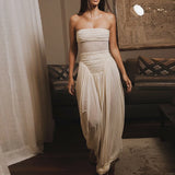 Purpdrank  Temperament High Waist Slim Maxi Dress Sexy Tube Tops Solid Color Pleated Dress Summer New Design Style Off Shoulder Party Dress