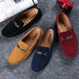 Purpdrank  Suede Leather Men Casual Shoes Simple Mens Designer Loafers Moccasins Slip on Driving Shoes Business Flats Ultra-light Lazy Shoe