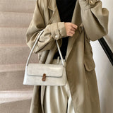 Purpdrank  Retro Women Underarm Shoulder Bag Flap Shape PU Leather Pure Color Armpit Bag 2024 New Luxury Designer Purses And Handbags