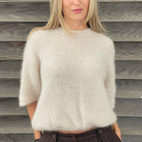 Purpdrank  Women's Spring Autumn Knit Sweaters Half Sleeve O Neck Solid Color Casual Knitwear Loose Pullover Tops